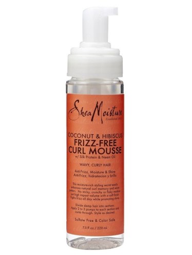 Photo Credit: [Shea Moisture Coconut & Hibiscus Frizz-Free Curl Mousse 7.5 oz] (N.D). Retrieved December 5, 2015 from http://hairfriday.com/shea-moisture-coconut-hibiscus-frizz-free-curl-mousse-7-5-oz.html#